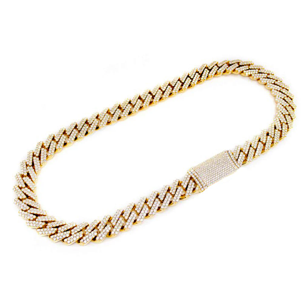<span>DIAMOND CLOSEOUT! </span> 9MM 10.74ct 14k Yellow Gold Diamond Square Cuban Necklace 22" - Image 3