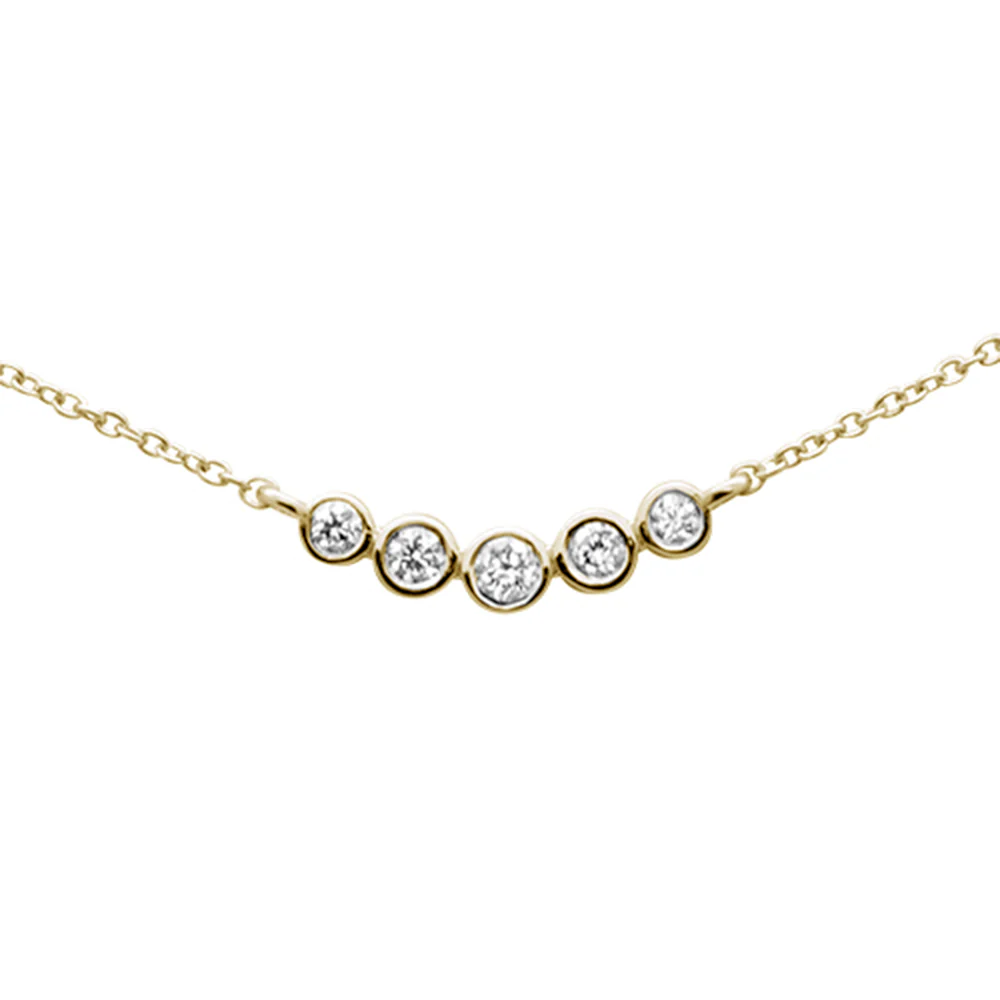 <span>DIAMOND CLOSEOUT! </span>.15ct G SI 14K Yellow Gold 5 Diamond Trendy Pendant Necklace16+2" Ext.