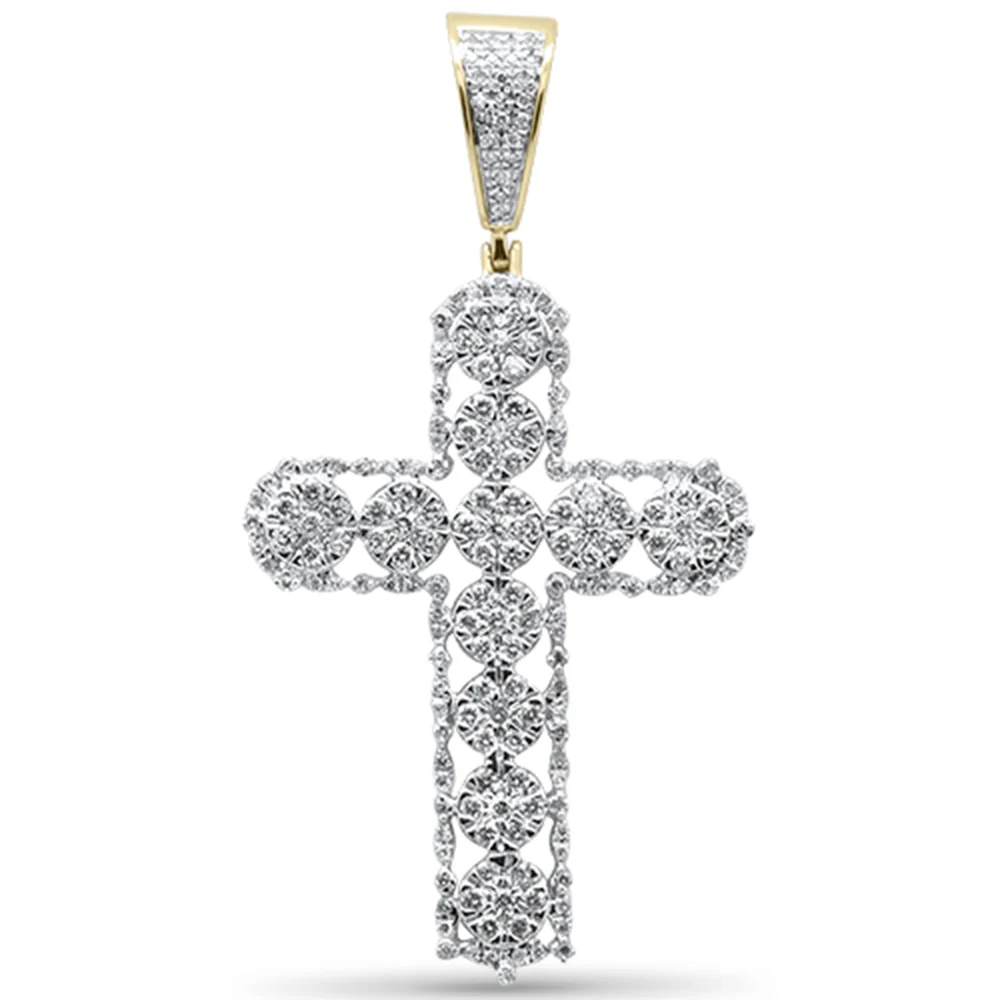 <span>DIAMOND CLOSEOUT! </span> 1.02CT G SI 10K Yellow Gold Diamond Iced Out Cross Charm Pendant