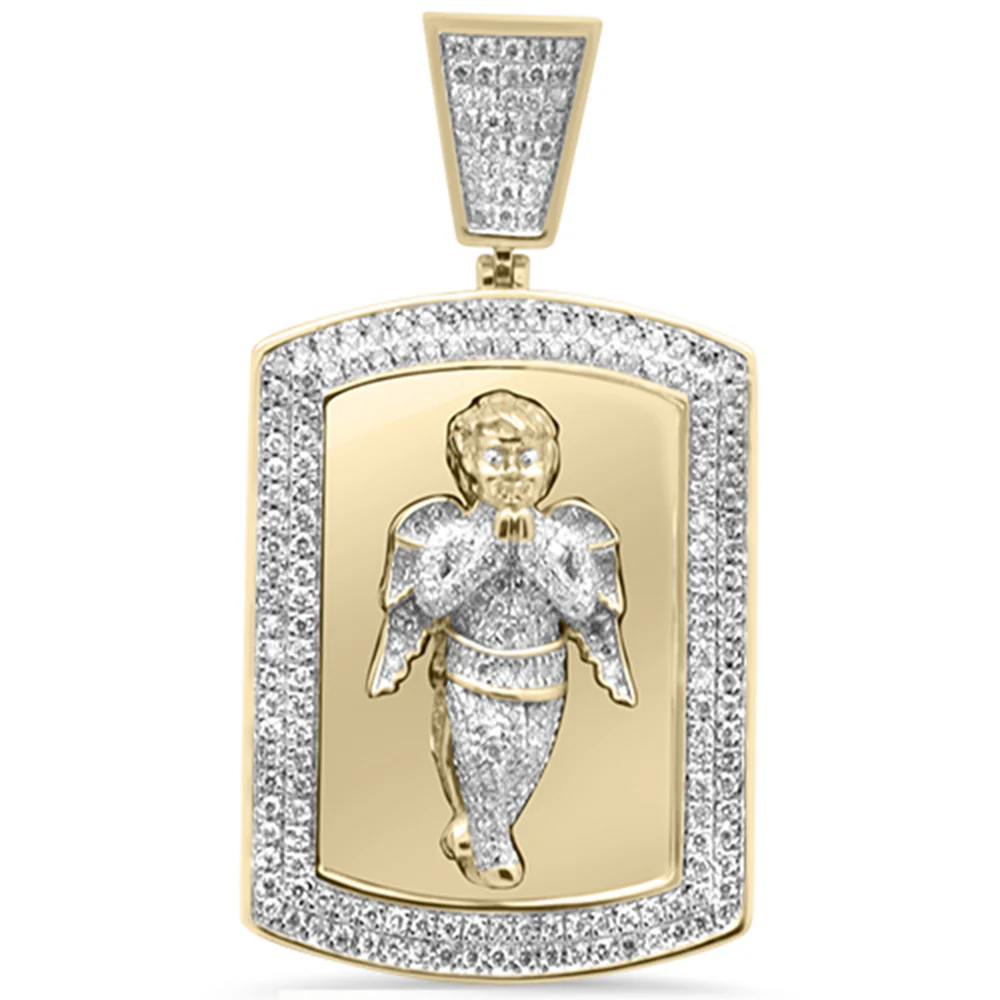 <span>DIAMOND CLOSEOUT! </span> 1.39ct G SI 10K Yellow Gold Diamond Hip Hop Iced Out Cherub Angel Cupid Charm Pendant
