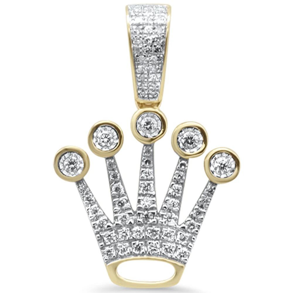 <span>DIAMOND CLOSEOUT! </span> .34ct G SI 10K Yellow Gold Diamond Hip Hop Iced Out Crow Logo Charm Pendant