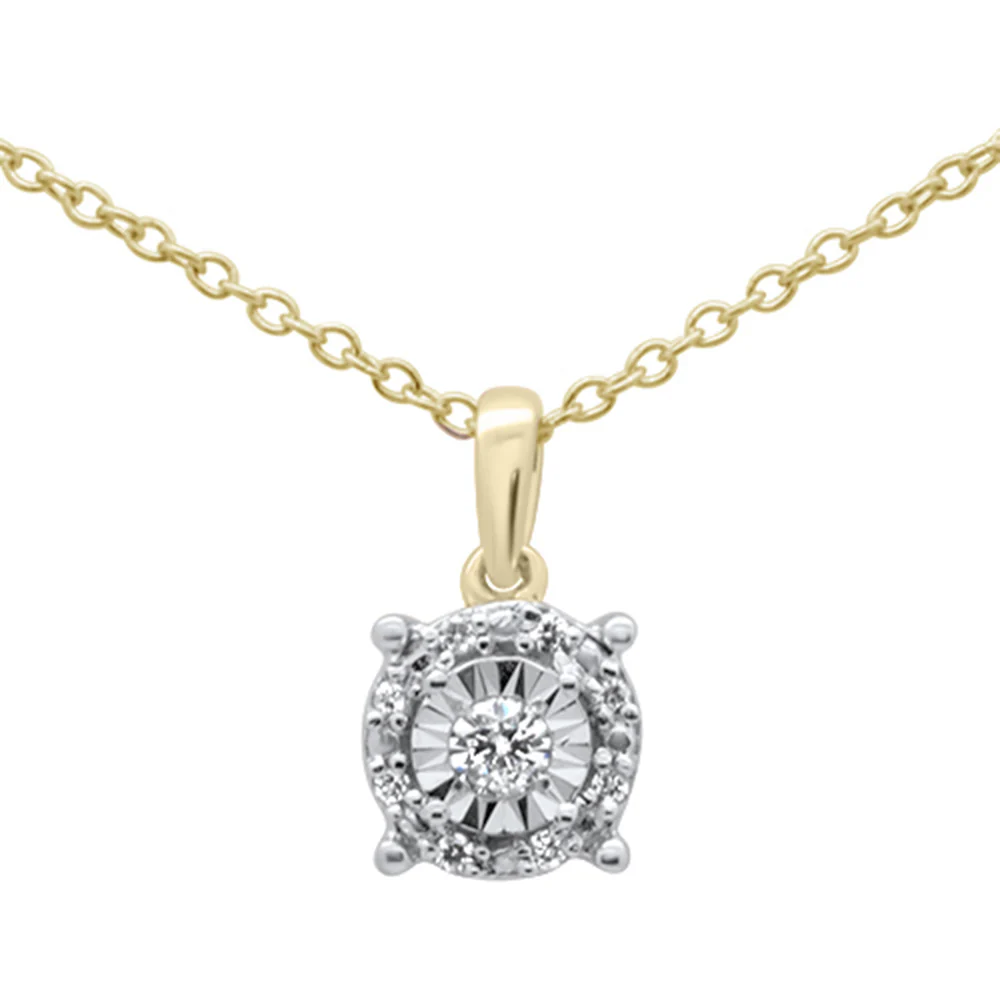 <span>DIAMOND CLOSEOUT! </span>.10ct G SI 10K Yellow Gold Diamond Halo Pendant 18"