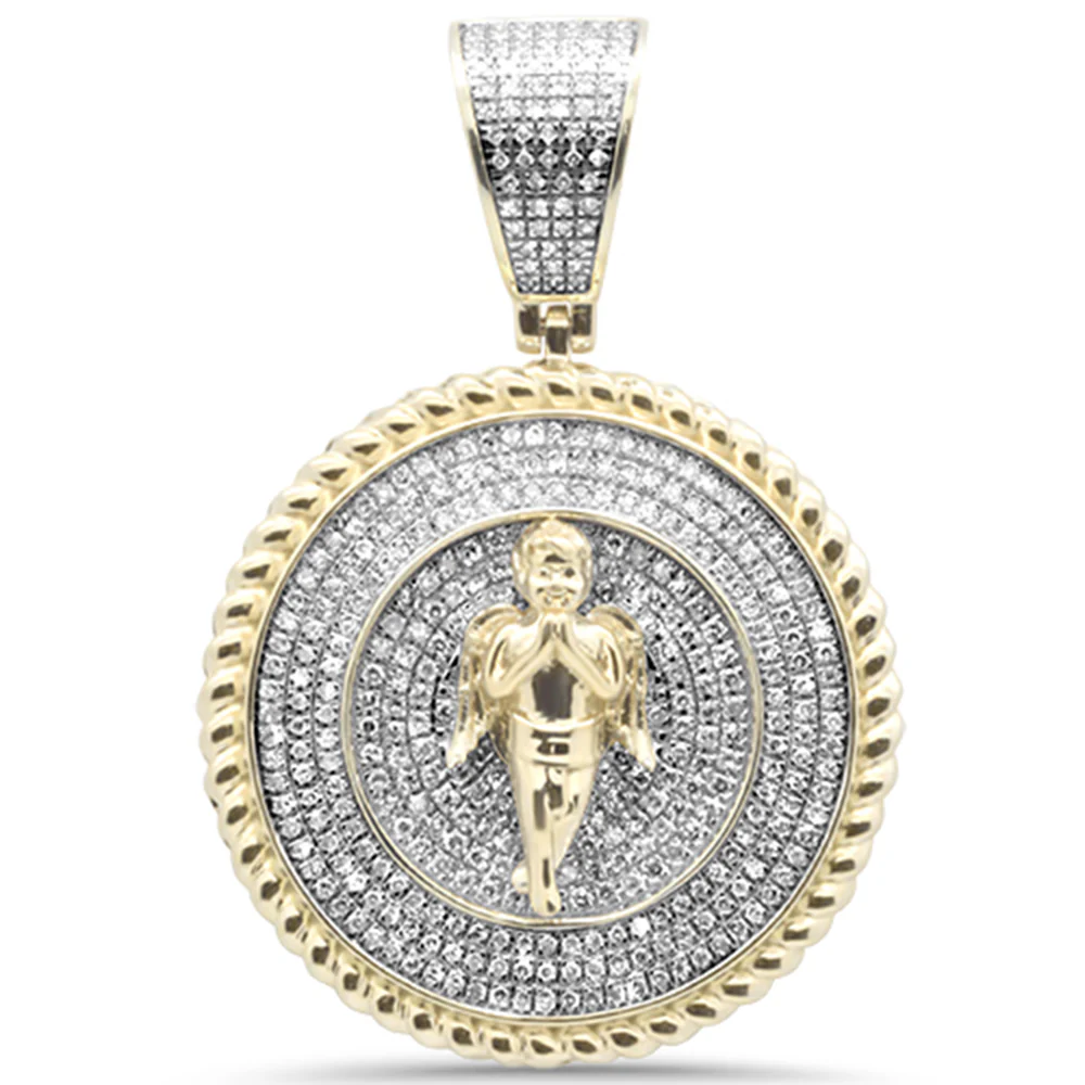 <span>DIAMOND CLOSEOUT! </span> .94ct G SI 10K Yellow Gold Diamond Hip Hop Iced Out Medallion VENUS Charm Pendant