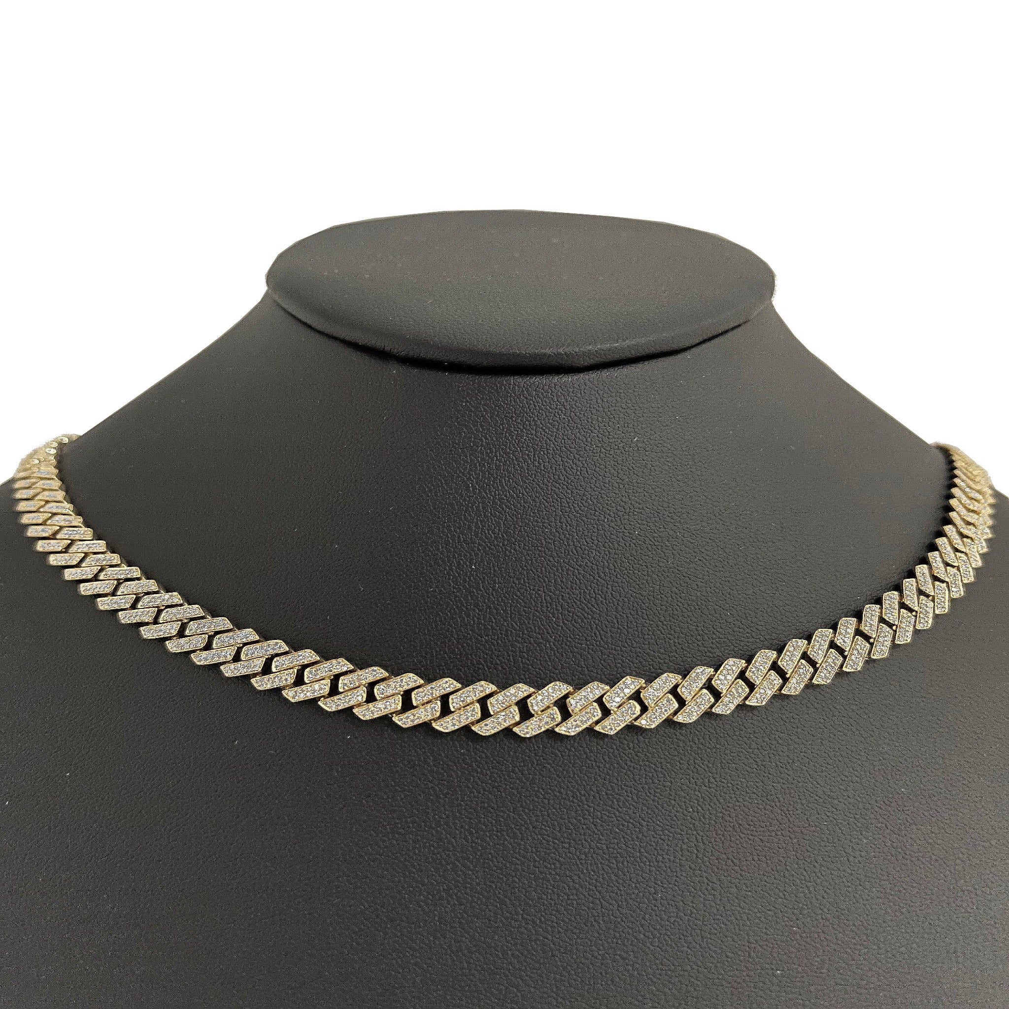 <span style="color:purple">SPECIAL!</span>7MM 5.55ct G SI 14K Yellow Gold Diamond Square Cuban Necklace 22"
