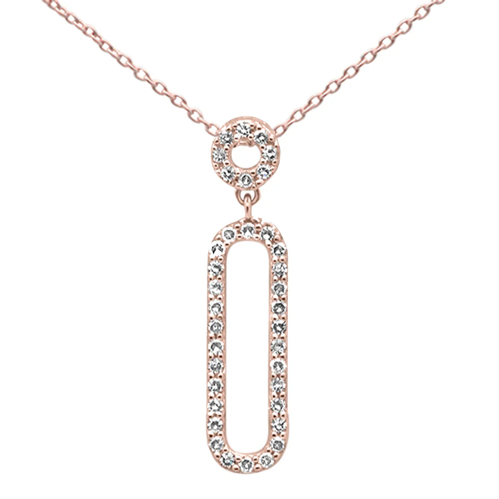 <span>DIAMOND CLOSEOUT! </span>.25ct G SI 14K Rose Gold Diamond Drop Pendant 18" Long Chain Included