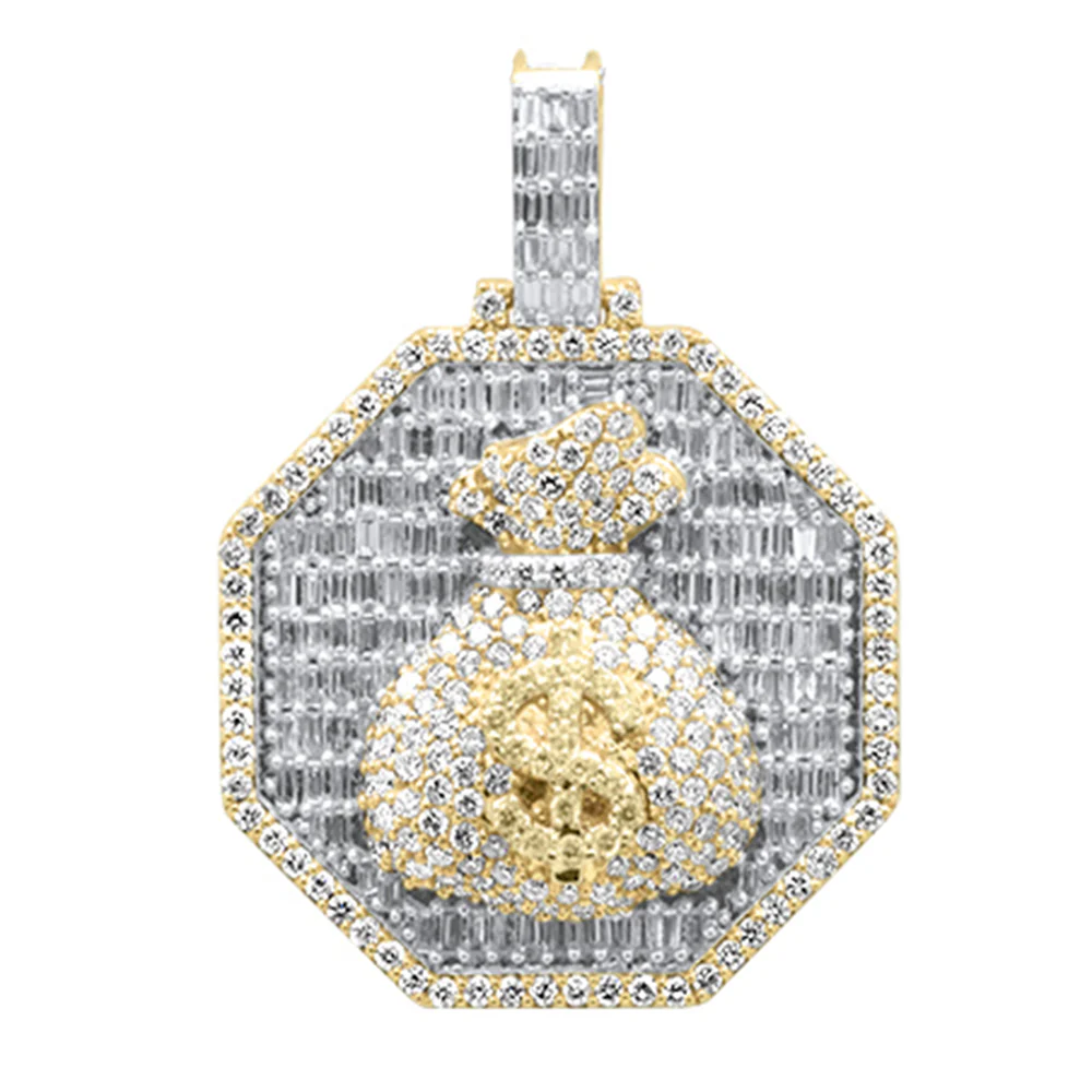 <span>DIAMOND CLOSEOUT! </span> 3.98ct G SI 10K Yellow Gold Round & Baguette Diamond Pendant