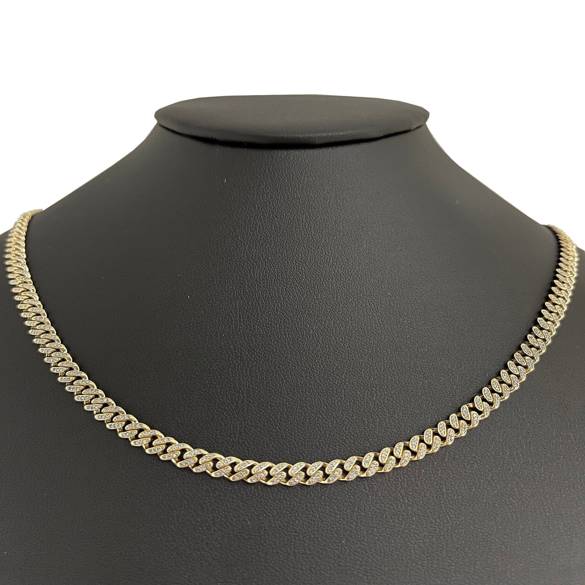 <span style="color:purple">SPECIAL!</span> 5mm 1.75ct G SI 14k Yellow Gold Diamond Round Cuban Necklace 22"