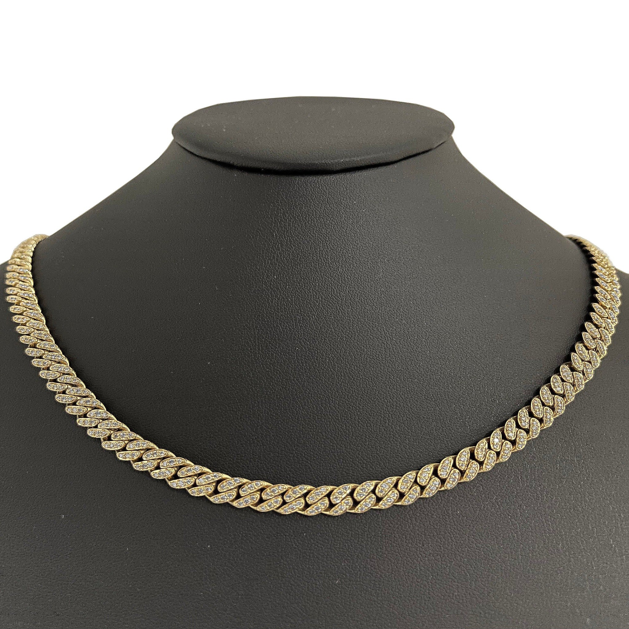 <span style="color:purple">SPECIAL!</span> 7mm 6.30ct G SI 14K Yellow Gold Diamond Iced out Micro Pave Round Miami Cuban Necklace 22"