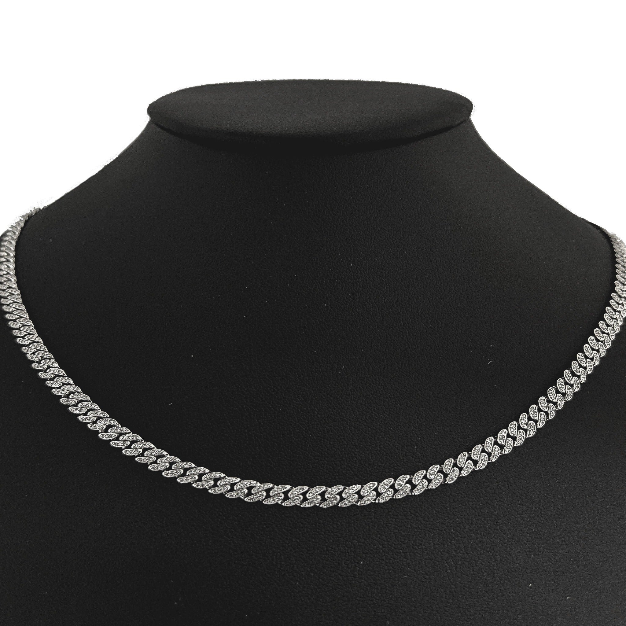 <span style="color:purple">SPECIAL!</span> 4mm 1.64ct G SI 14k White Gold Round Diamond Cuban Necklace 16"