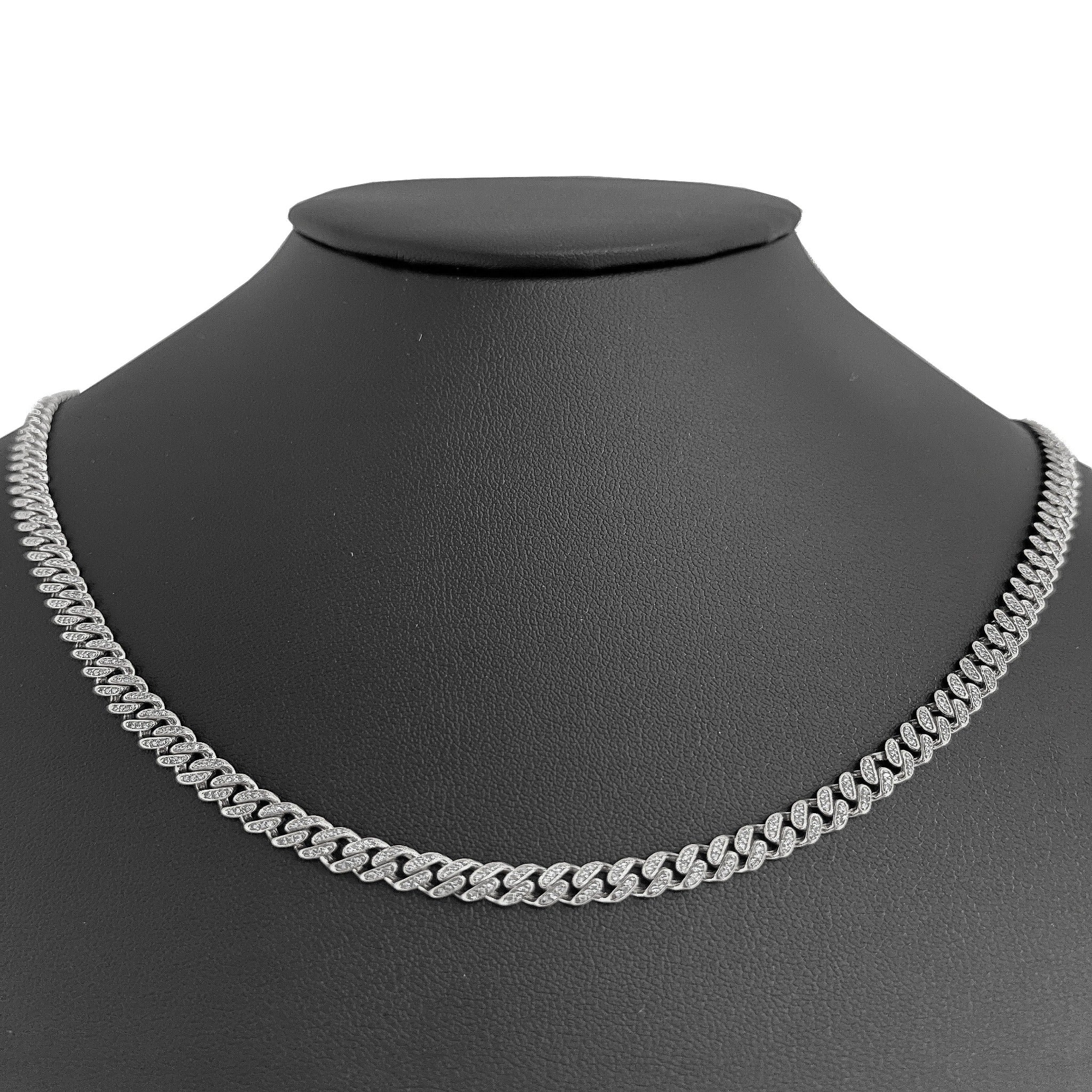 <span style="color:purple">SPECIAL!</span> 5mm 1.62ct G SI 14k White Gold Round Diamond Cuban Necklace 18" Long