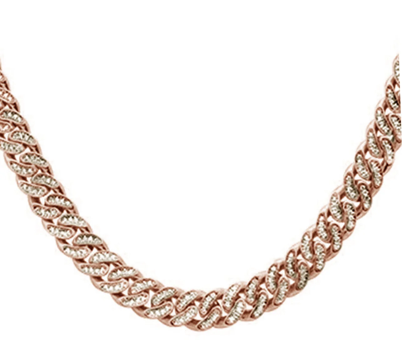 <span style="color:purple">SPECIAL!</span> 4mm 2.19ct G SI 14k Rose Gold Diamond Round Cuban Necklace 22"
