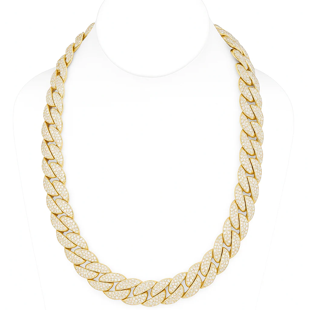 <span>DIAMOND CLOSEOUT! </span> 18mm 34.95ct G SI 14K Yellow Gold Diamond Cuban Link Chain 22"