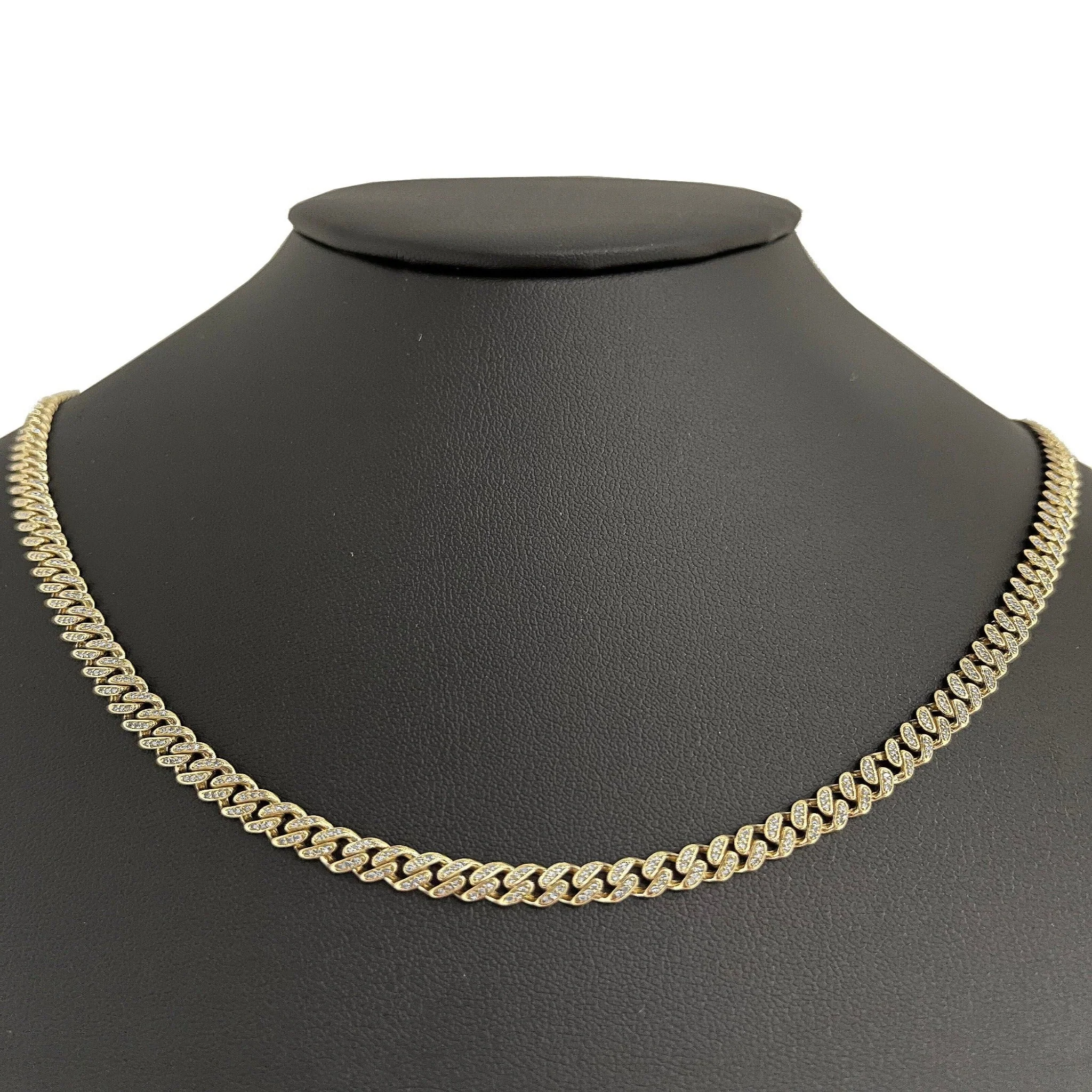 <span>DIAMOND CLOSEOUT! </span> 5mm 1.80ct G SI 14k Yellow Gold Diamond Round Cuban Necklace 22"