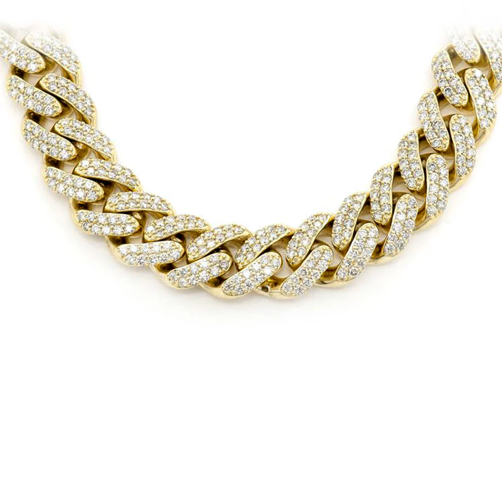 <span style="color:purple">SPECIAL!</span> 9MM 9.21ct 10KT Yellow Gold Diamond Micro Pave Miami Round Cuban Link Necklace 22" Long - Image 2