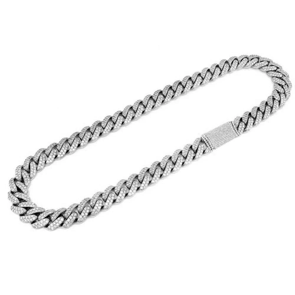 <span>DIAMOND CLOSEOUT! </span> 9mm 5.65ct G SI 14K White Gold Diamond Round Cuban Necklace 18" - Image 2