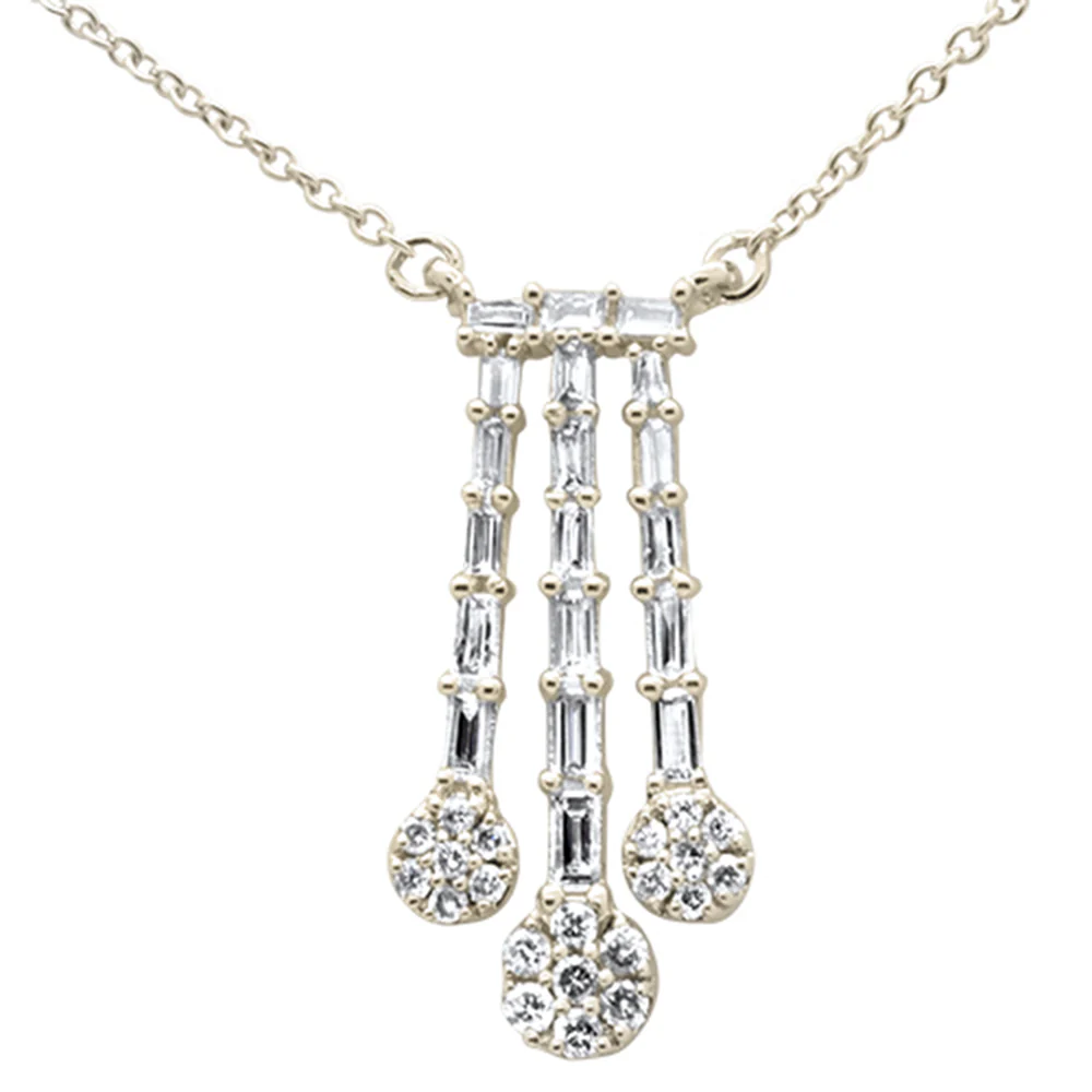 <span>DIAMOND CLOSEOUT! </span>.38ct G SI 14K Yellow Gold Round & Baguette Waterfall Pendant 18" Long