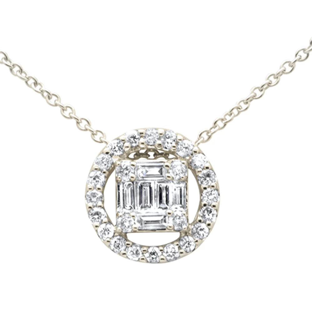 <span>DIAMOND CLOSEOUT! </span>.34ct G SI 14K Yellow Gold Round & Baguette Diamond Pendant Necklace 18"