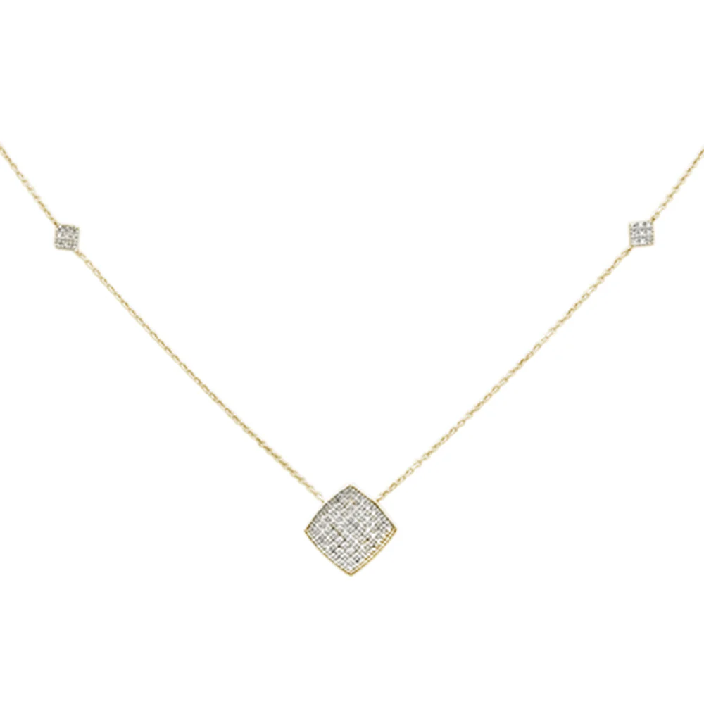 <span>DIAMOND CLOSEOUT! </span>.27ct G SI 14K Yellow Gold Diamond Geometric Shaped Pendant Necklace 18"