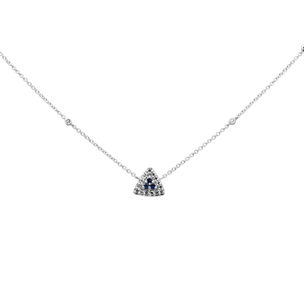 <span>GEMSTONE CLOSEOUT! </span> .15ct G SI 14K White Gold Diamond & Blue Sapphire Pendant Necklace