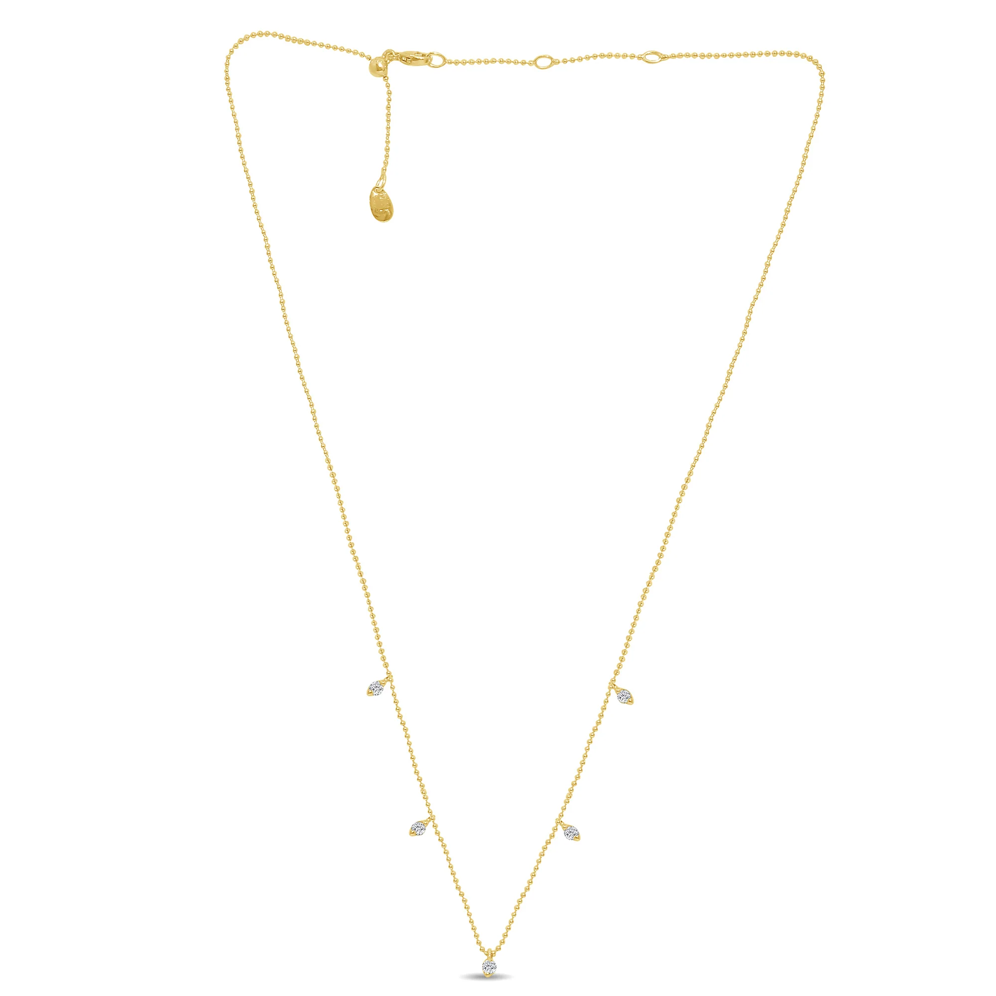 <span style="color:purple">SPECIAL!</span> .24ct G SI 14K Yellow Gold Diamond Bead Style Drop Pendant Necklace
