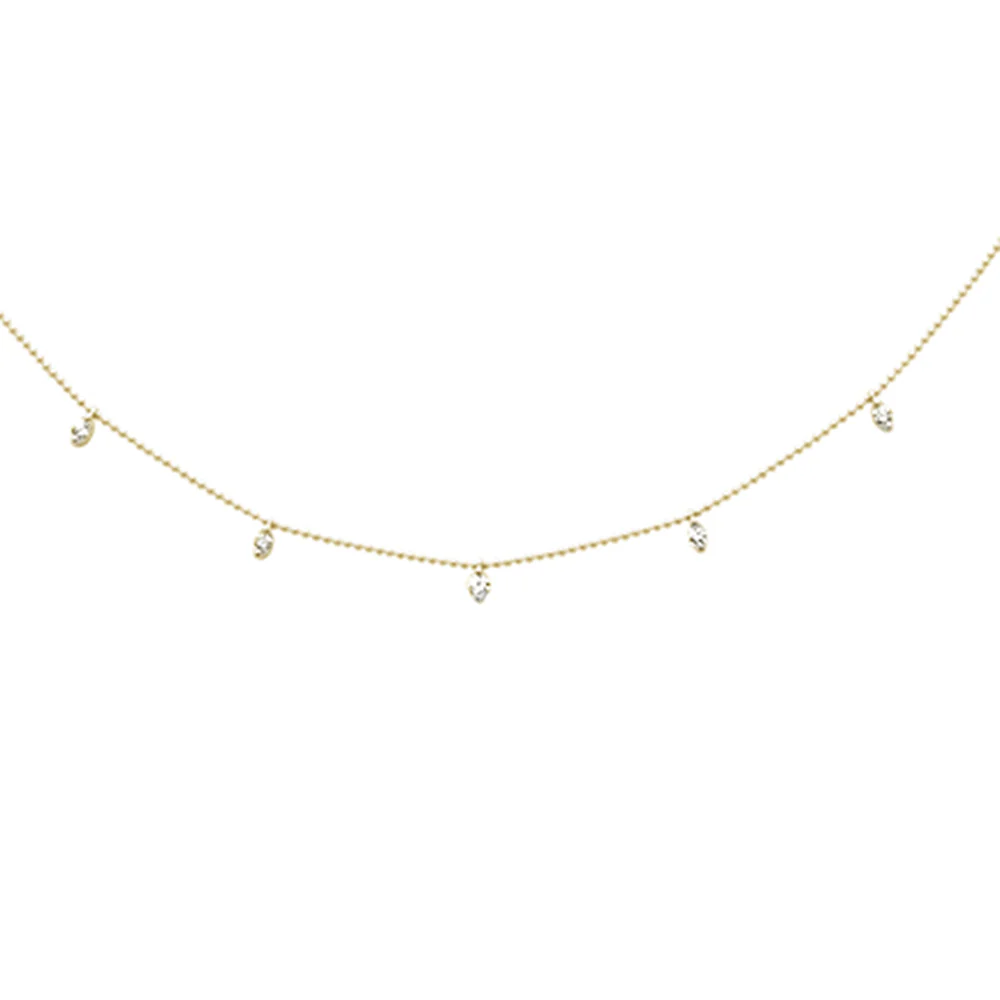 <span style="color:purple">SPECIAL!</span> .24ct G SI 14K Yellow Gold Diamond Bead Style Drop Pendant Necklace - Image 2
