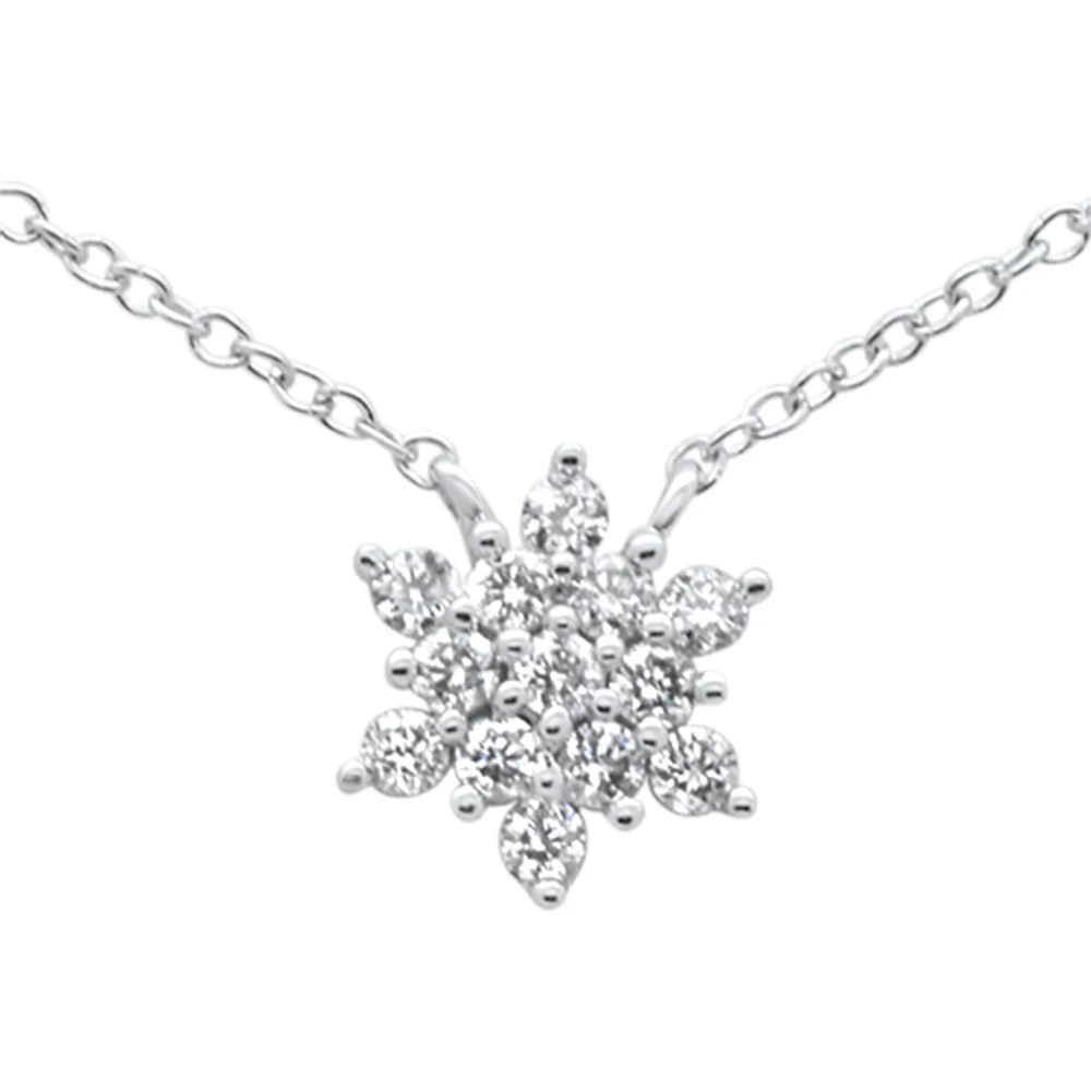.21ct G SI 14K White Gold Diamond Starburst Pendant Necklace 16-18"