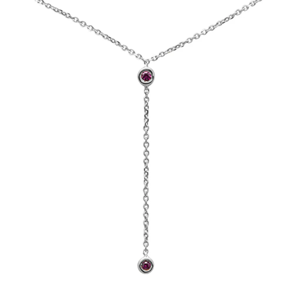 <span>DIAMOND CLOSEOUT! </span>.07ct G SI 14K White Gold Ruby Gemstone Drop Necklace Pendant 16+2" Ext.