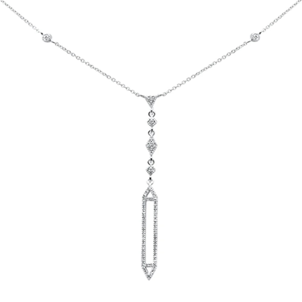 <span style="color:purple">SPECIAL!</span> .23ct G SI 14K White Gold Diamond Drop Lariat Pendant Necklace 16+2" Ext