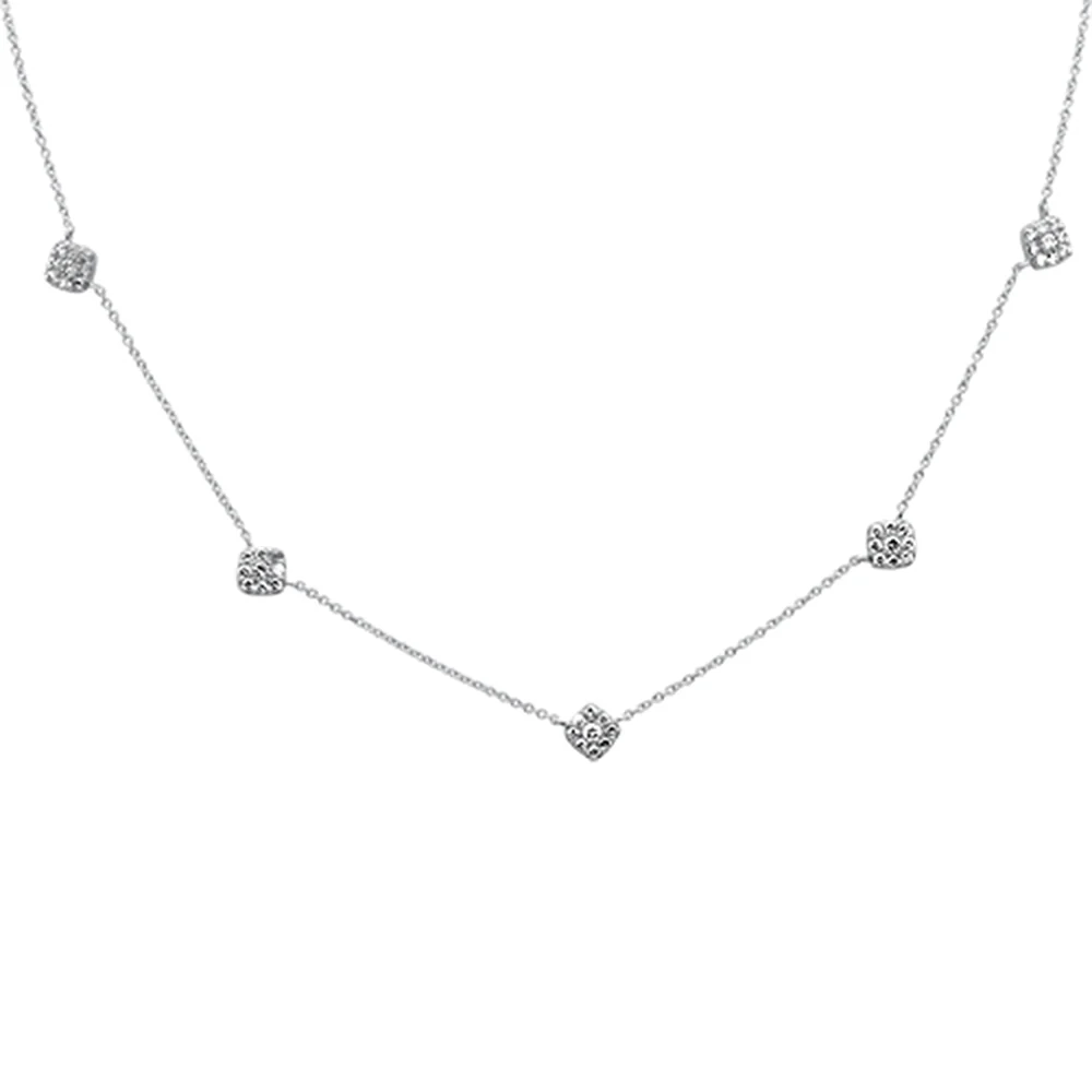 <span>DIAMOND CLOSEOUT! </span> .51ct G SI 14K White Gold Diamond Square Shaped Pendant Necklace 16+2" Ext
