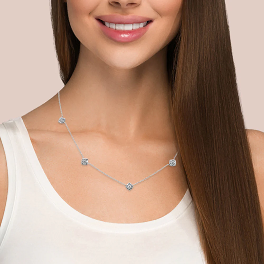 <span>DIAMOND CLOSEOUT! </span> .51ct G SI 14K White Gold Diamond Square Shaped Pendant Necklace 16+2" Ext - Image 2