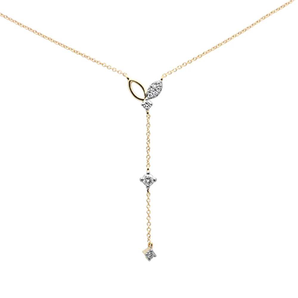 <span style="color:purple">SPECIAL!</span> .16ct G SI 14K Yellow Gold Diamond Drop Pendant Necklace 16+2"Ext Chain