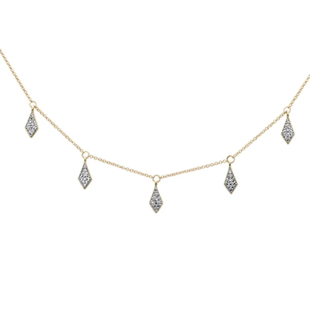<span style="color:purple">SPECIAL!</span> .28ct G SI 14K Yellow Gold Diamond Dangle Pendant Necklace 16+2" Long Chain