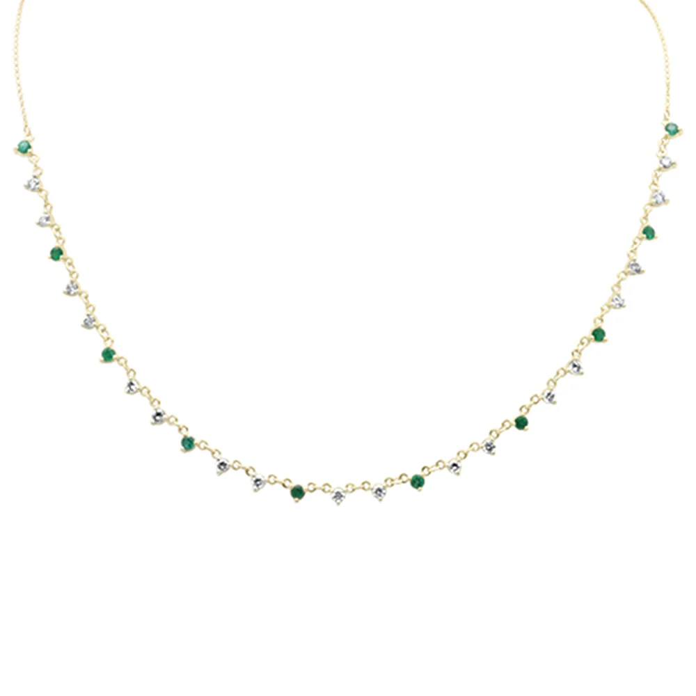 <span>GEMSTONE CLOSEOUT! </span>1.62ct G SI 14K Yellow Gold Diamond & Emerald Gemstone Pendant Necklace 16+2" Long - Image 2