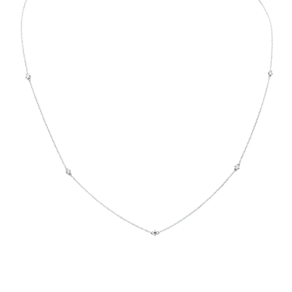 .18ct G SI 14K White Gold Diamond Pendant Necklace 18" Long