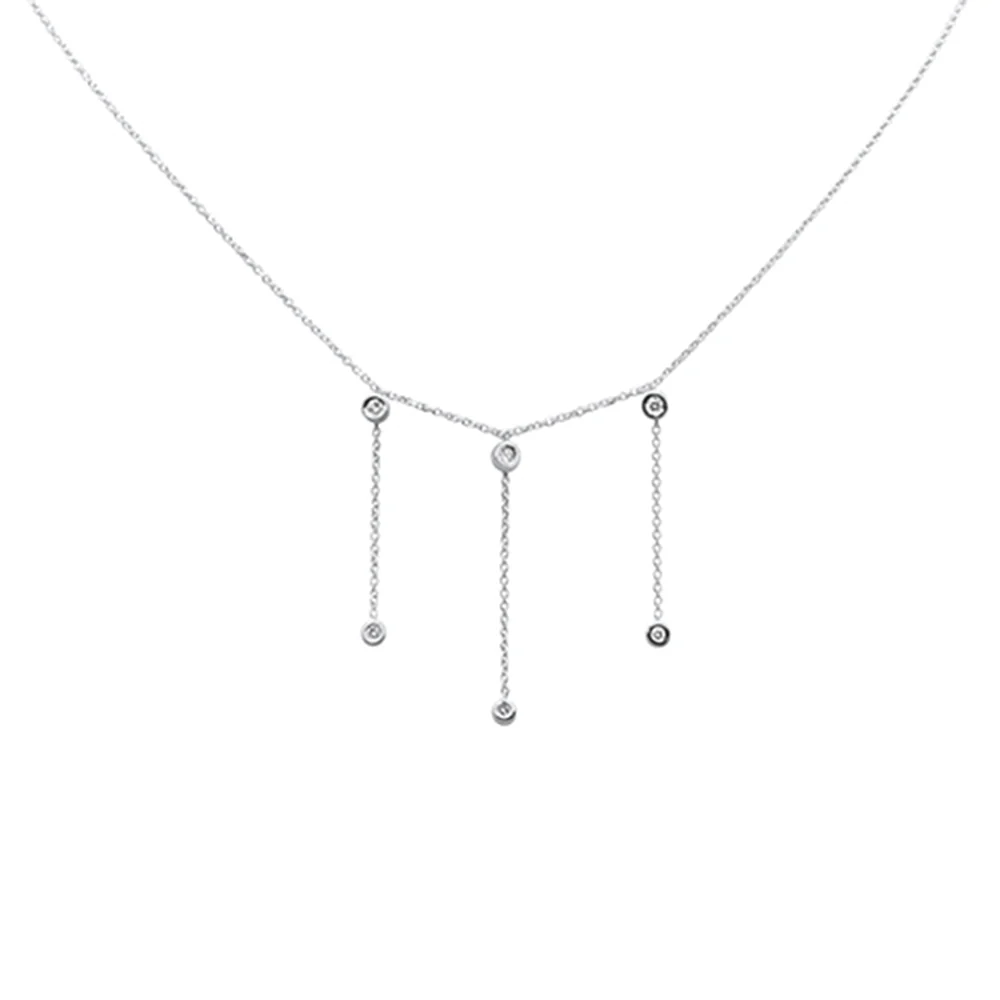 <span>DIAMOND CLOSEOUT! </span> .16ct G SI 14K White Gold Diamond Bezel Drop Pendant Necklace 16" + 2" Ext