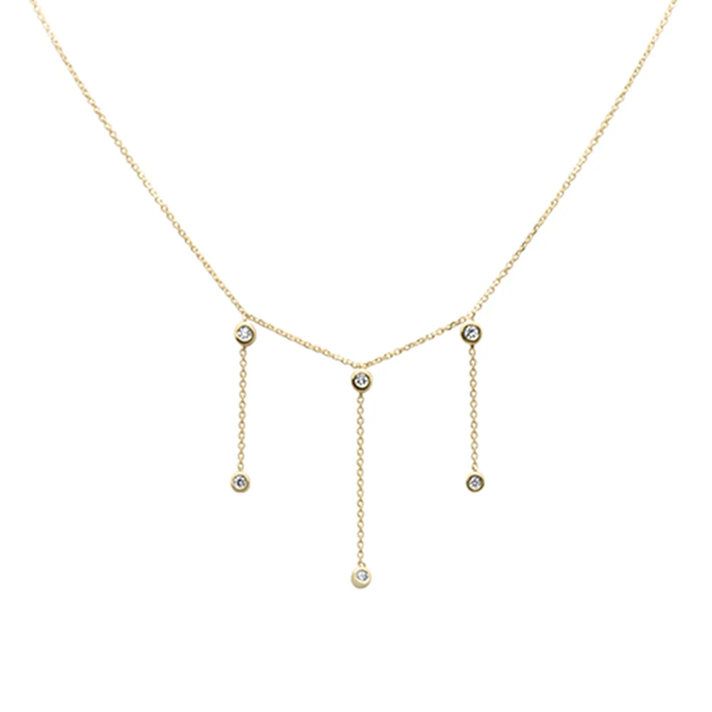 <span>DIAMOND CLOSEOUT! </span> .17ct G SI 14K Yellow Gold Diamond Dangling Bezel Pendant Necklace 16" + 2" Ext