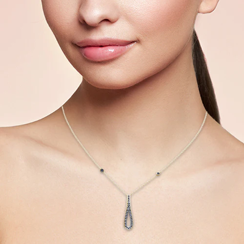 <span>GEMSTONE CLOSEOUT! </span> .35ct G SI 14K Yellow Gold Blue Sapphire Gemstone Pendant Necklace 16" + 2" Ext. - Image 3
