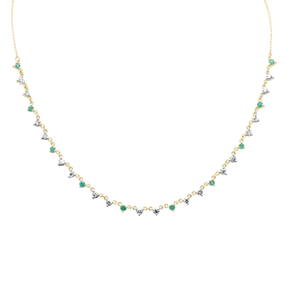<span>GEMSTONE CLOSEOUT! </span>1.57ct G SI 14K Yellow Gold Diamond & Emerald Gemstone Pendant Necklace 16" + 2" Ext - Image 2