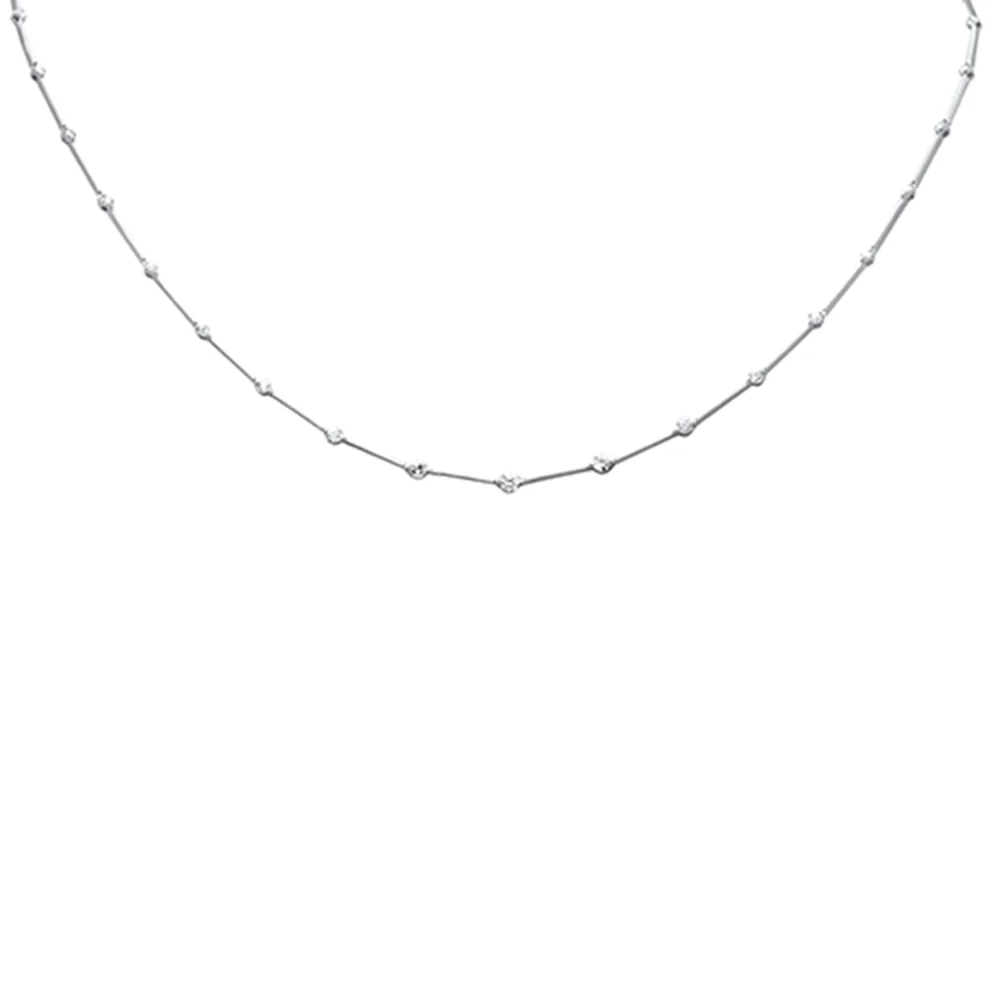 <span style="color:purple">SPECIAL!</span> 1.14ct G SI 14K White Gold Diamond Bar Pendant Necklace 18" + 2" EXT