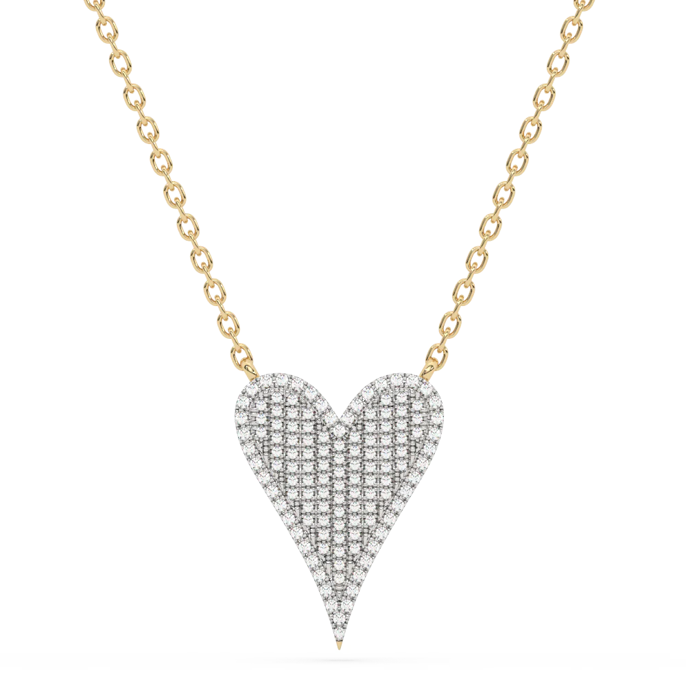 .20ct G SI 14K Yellow Gold Diamond Heart Pendant Necklace 18" Long