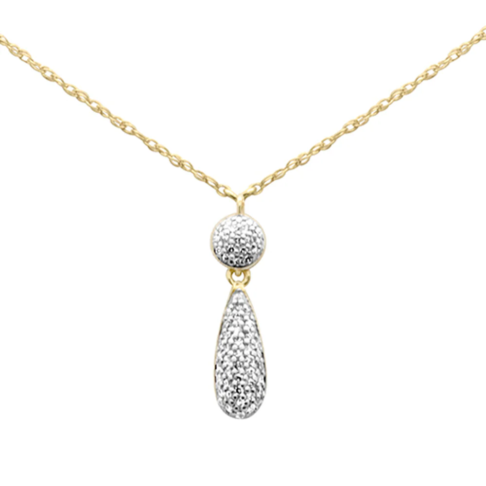 .10ct G SI 14K Yellow Gold Diamond Pendant Necklace 18" Long