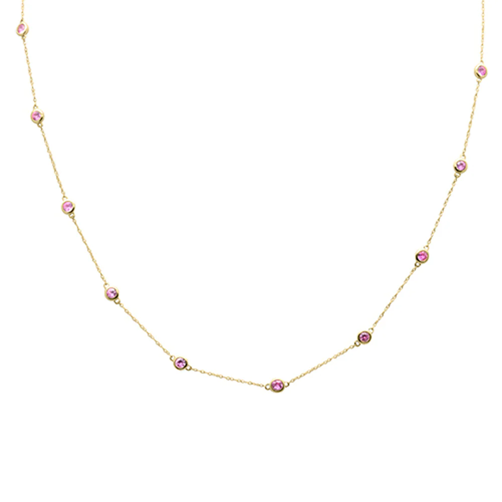 <span style="color:purple">SPECIAL!</span> 1.35ct G SI 14K Yellow Gold Pink Sapphire Gemstone Pendant Necklace 18" Long