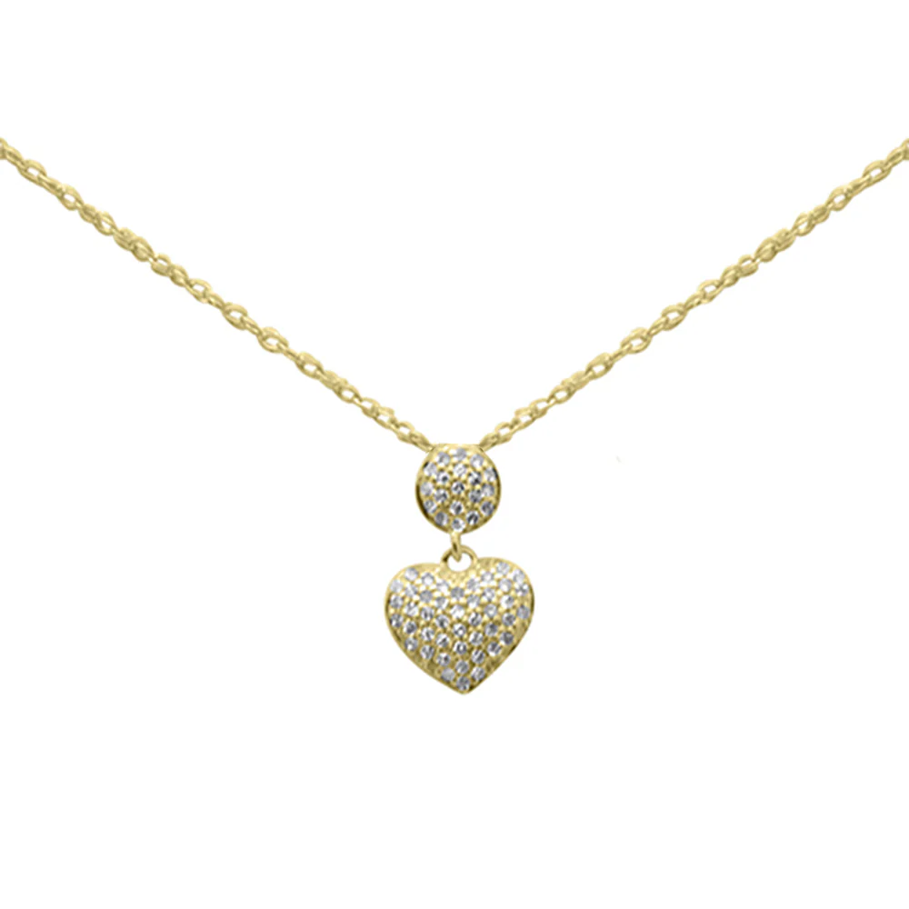 .12ct G SI 14K Yellow Gold Diamond Heart Pendant Necklace 18"Long