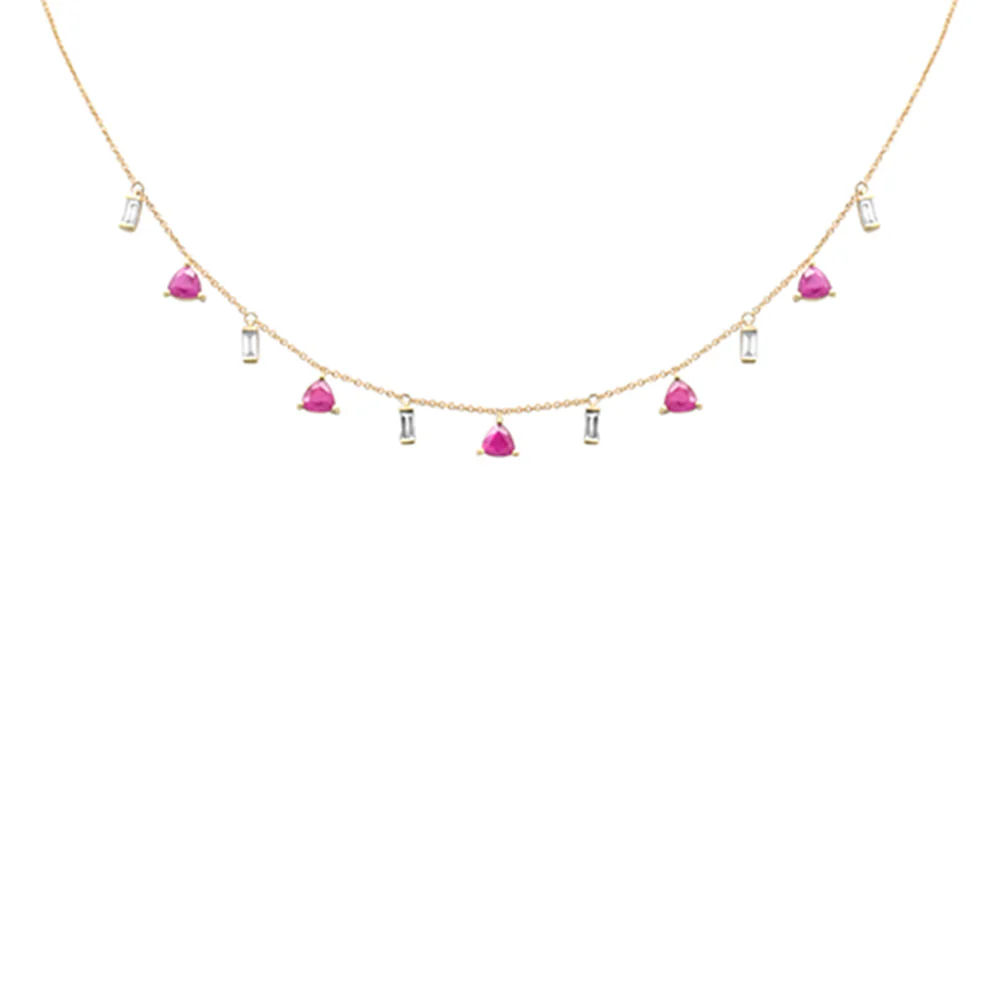 <span>GEMSTONE CLOSEOUT! </span> 3.68ct G SI 14K Yellow Gold Diamond & Ruby Gemstone Pendant Necklace 16 + 2" Ext