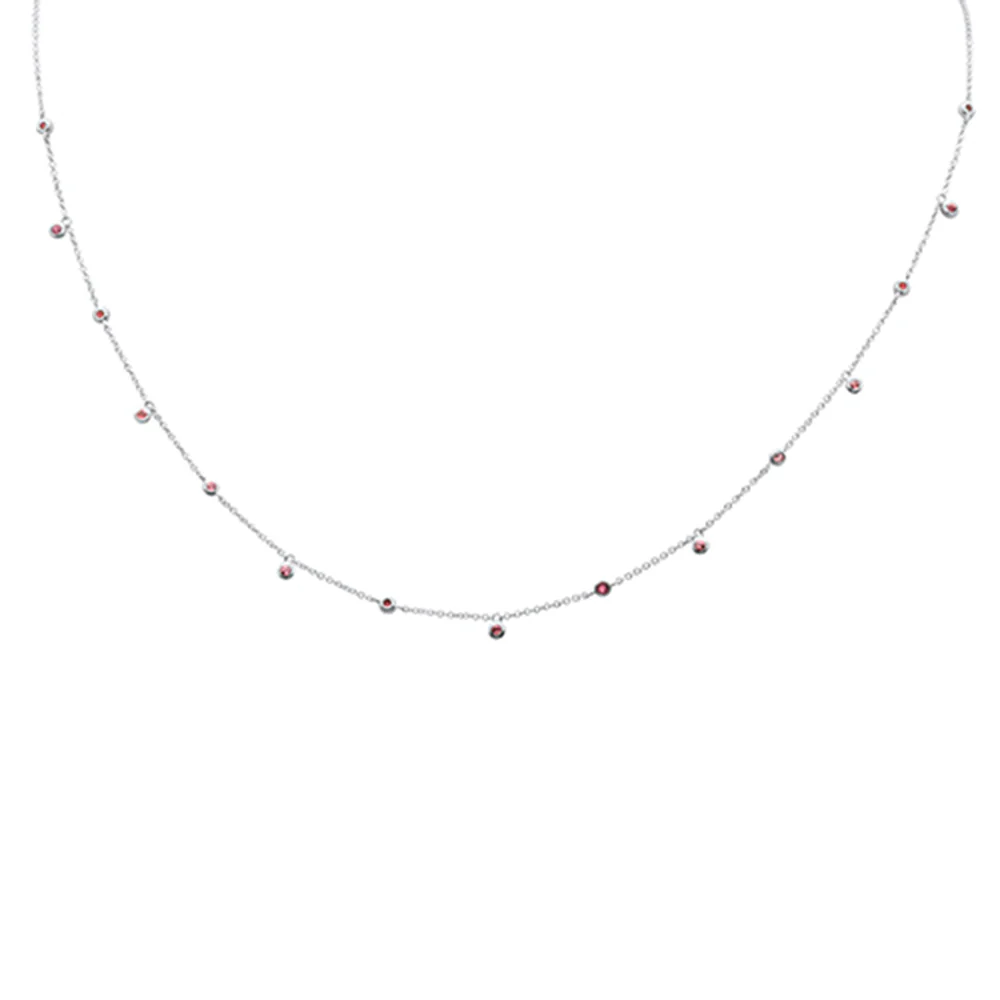 <span>DIAMOND CLOSEOUT! </span> .29ct G SI 14K White Gold Pink Sapphire Gemstone Necklace 18"Long