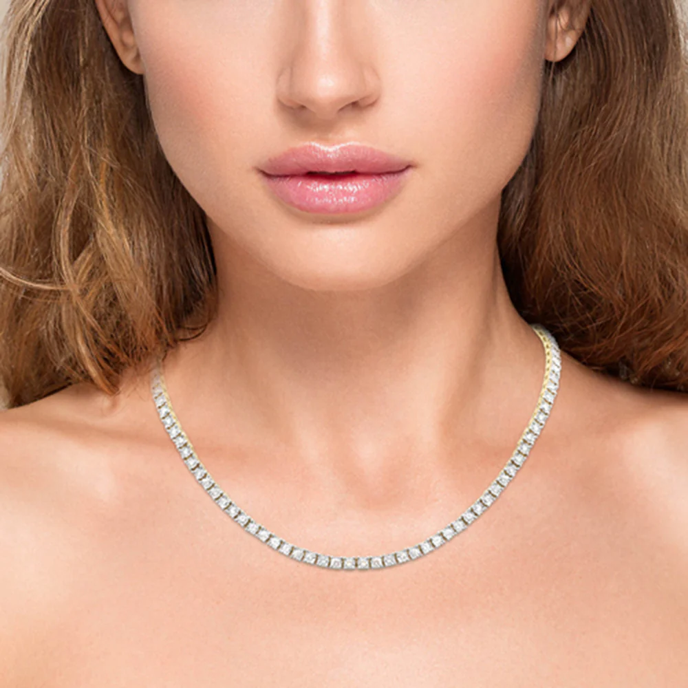 <span style="color:purple">SPECIAL!</span> 3.45ct G SI 14K Yellow Gold Diamond Miracle Tennis Necklace 14 + 3" Ext - Image 2