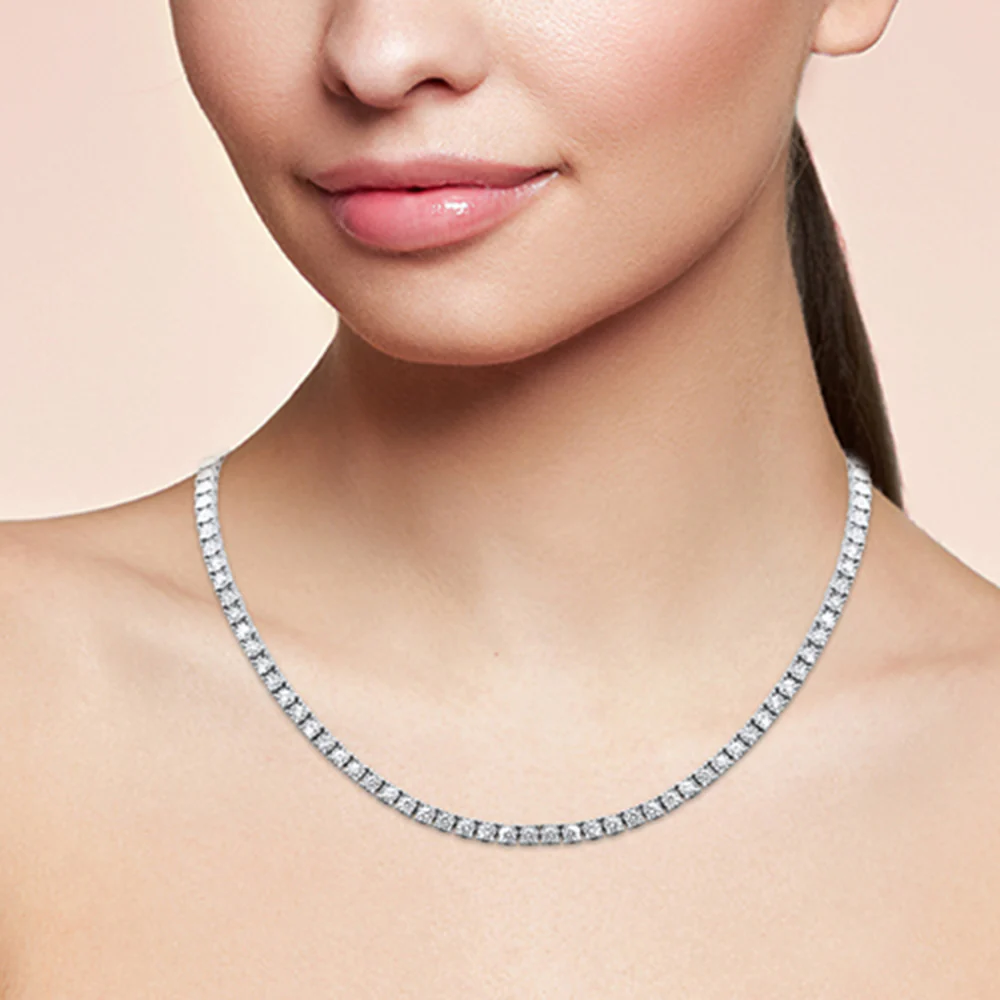 <span style="color:purple">SPECIAL!</span>  3.98ct G SI 14K White Gold Diamond Miracle Setting Tennis Necklace 14 + 3" Ext - Image 2