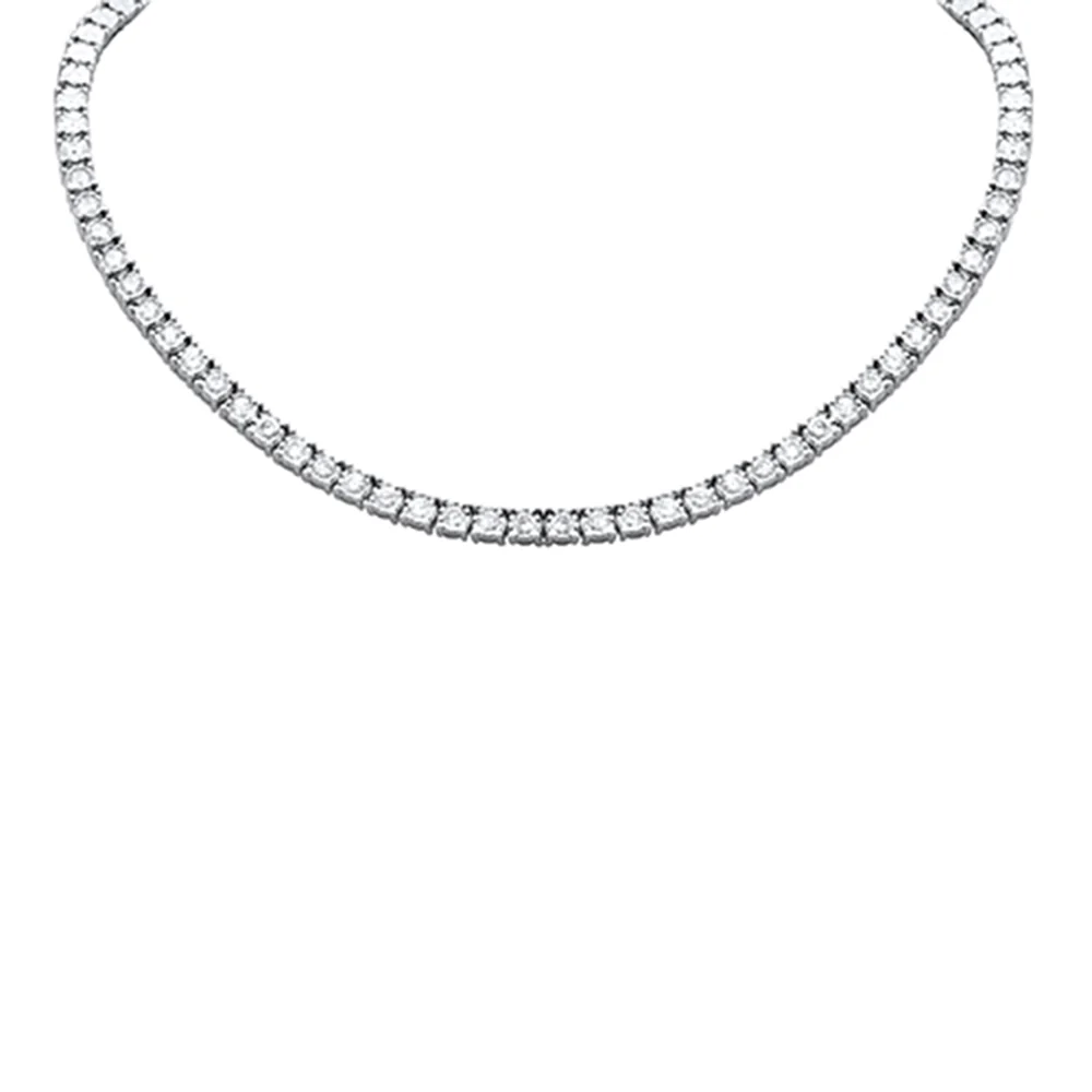 <span style="color:purple">SPECIAL!</span> 5.47ct G SI 14K White Gold Miracle Setting Round Diamond Tennis Necklace 14" + 2" Ext