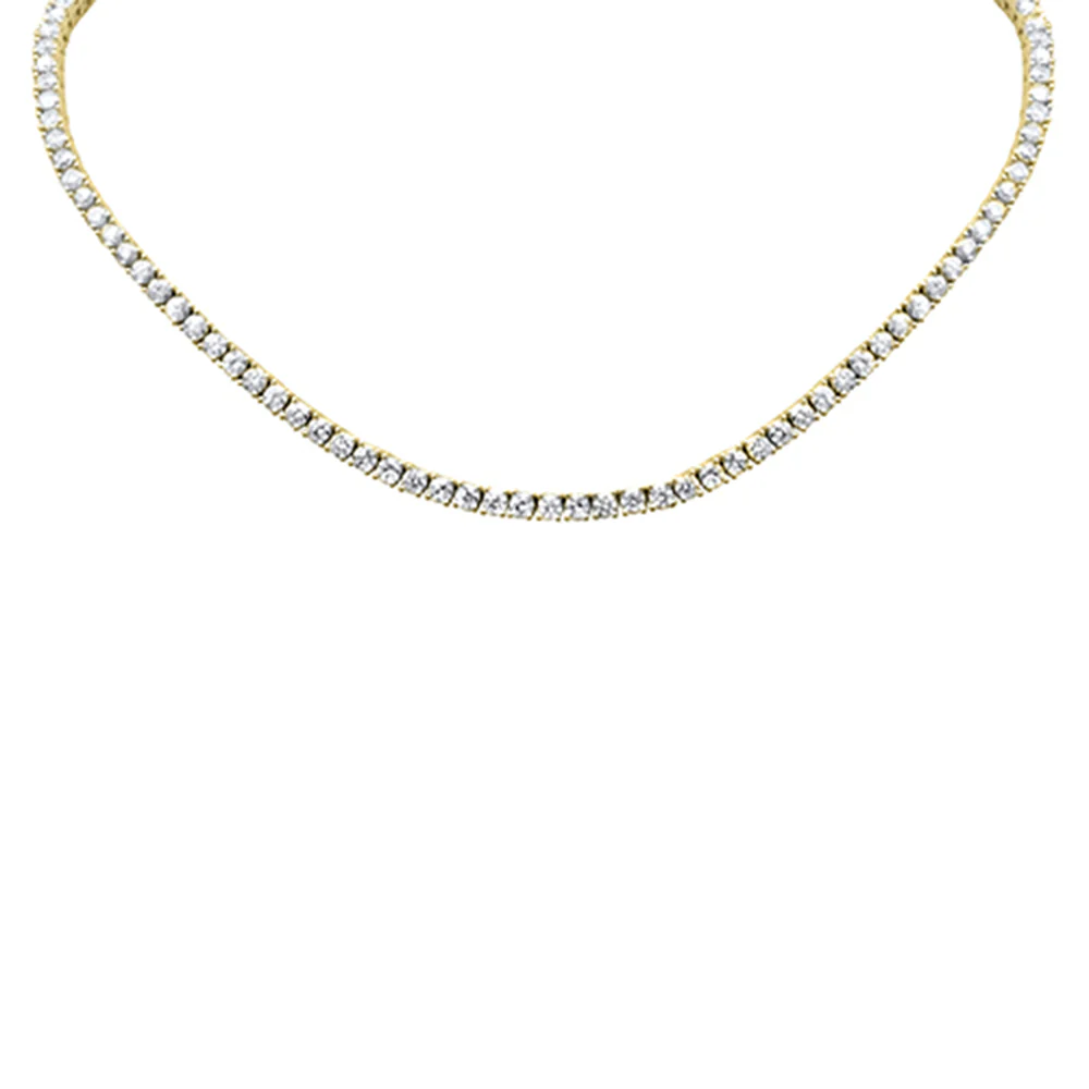 <span style="color:purple">SPECIAL!</span> 9.24ct G SI 14K Yellow Gold Diamond Round Tennis Necklace 12" + 4" Ext