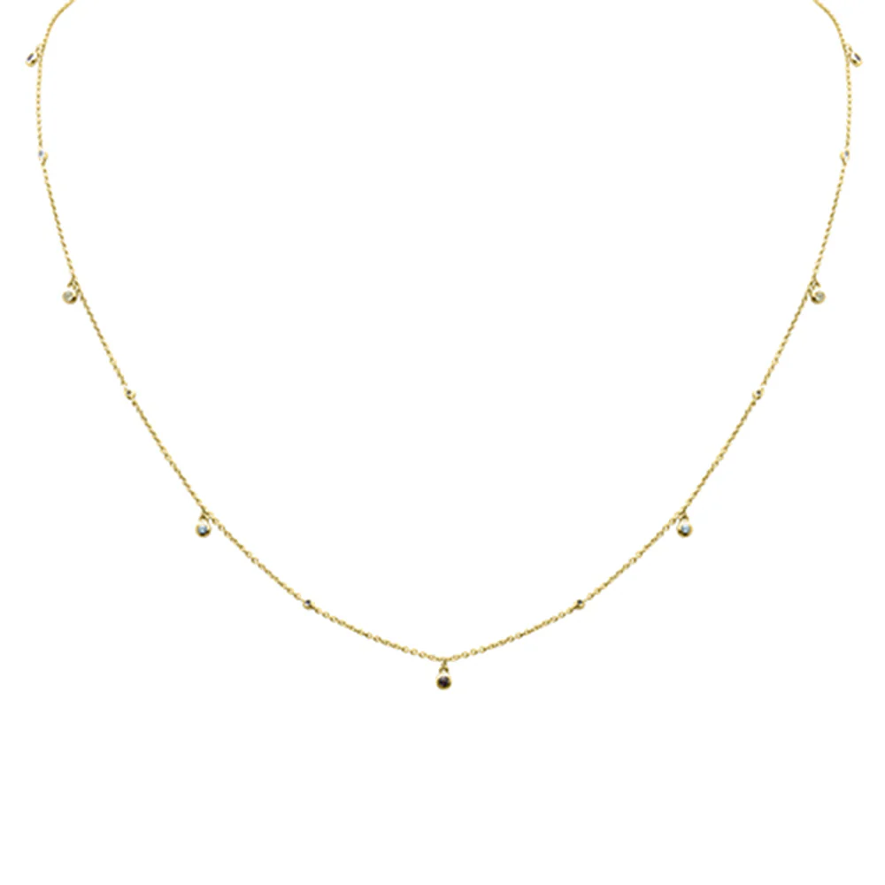 <span>DIAMOND CLOSEOUT! </span> .15ct G SI 14K Yellow Gold Multi Color Gemstone Necklace 18" Long